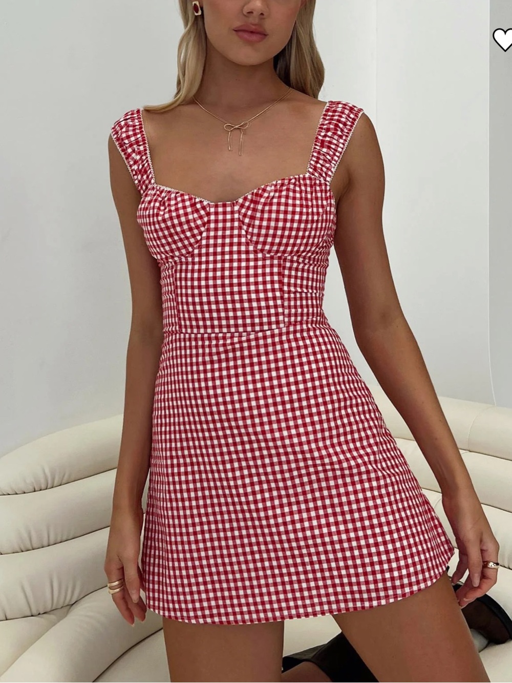 Princess Polly Women’s 6P Petite Faubert Mini Dress Red Gingham - Picture 2 of 12